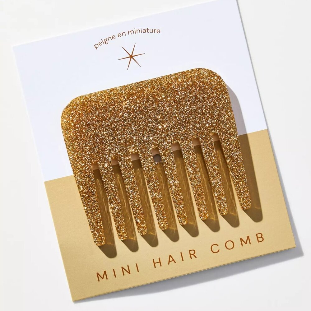 NWT Anthropologie Glitter Mini Comb Gold
